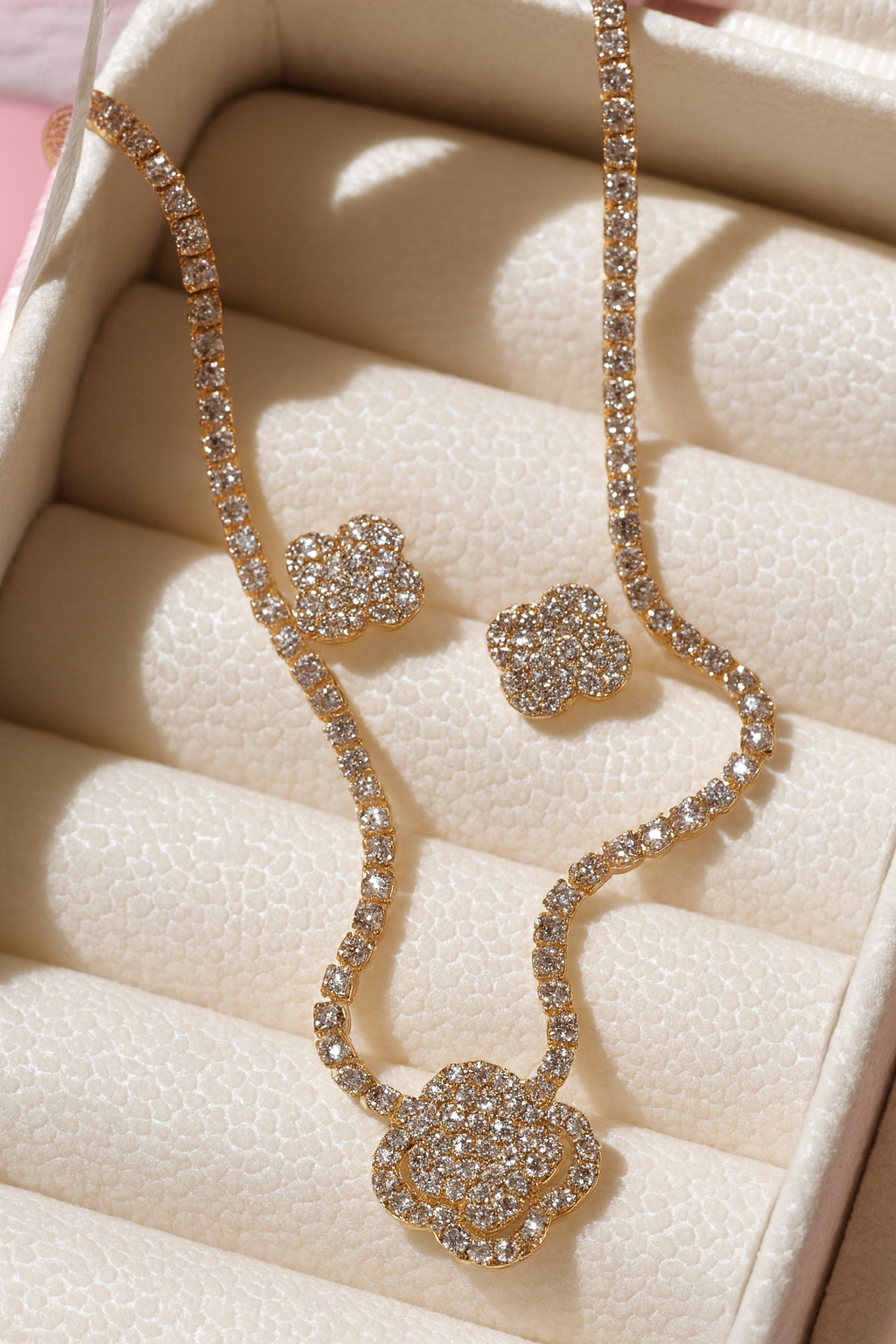 Radiant Blossom Sparkle Set – Necklace & Earrings