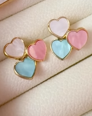 Trio Love Pastel Heart Earrings