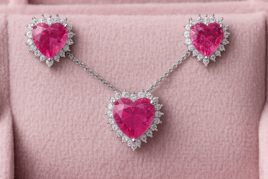 Eternal Love Heart Halo Set – Necklace & Earrings